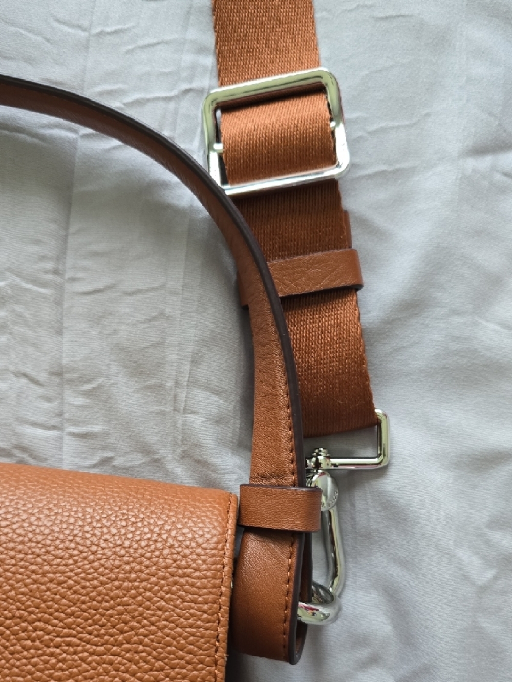 Cole Haan Tan Leather Crossbody with Gold Logo Hardware - Picture 8 of 10